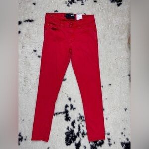 Love Moschino Red Rhinestone Bling Stretch Low Rise Denim Jeans Size 25